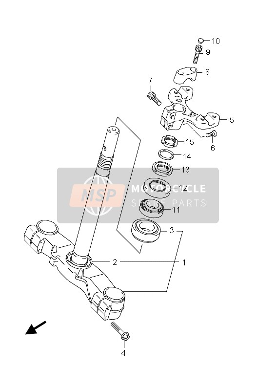 Suzuki AN400(A)(ZA) BURGMAN 2012 Vástago de dirección (AN400ZA E02) para un 2012 Suzuki AN400(A)(ZA) BURGMAN